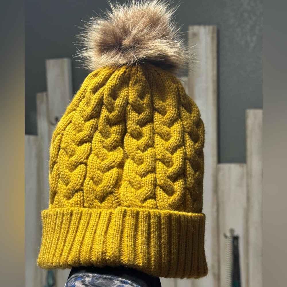 Yellow knitted beanie